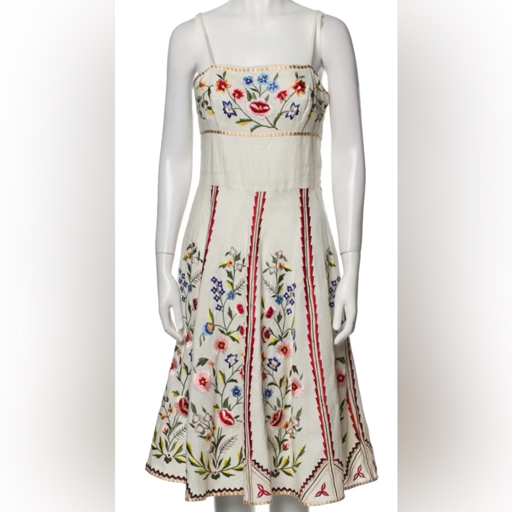 Sue Wong Embroidered Floral Sundress Size 8 Fit & Flare Romantic Cottagecore